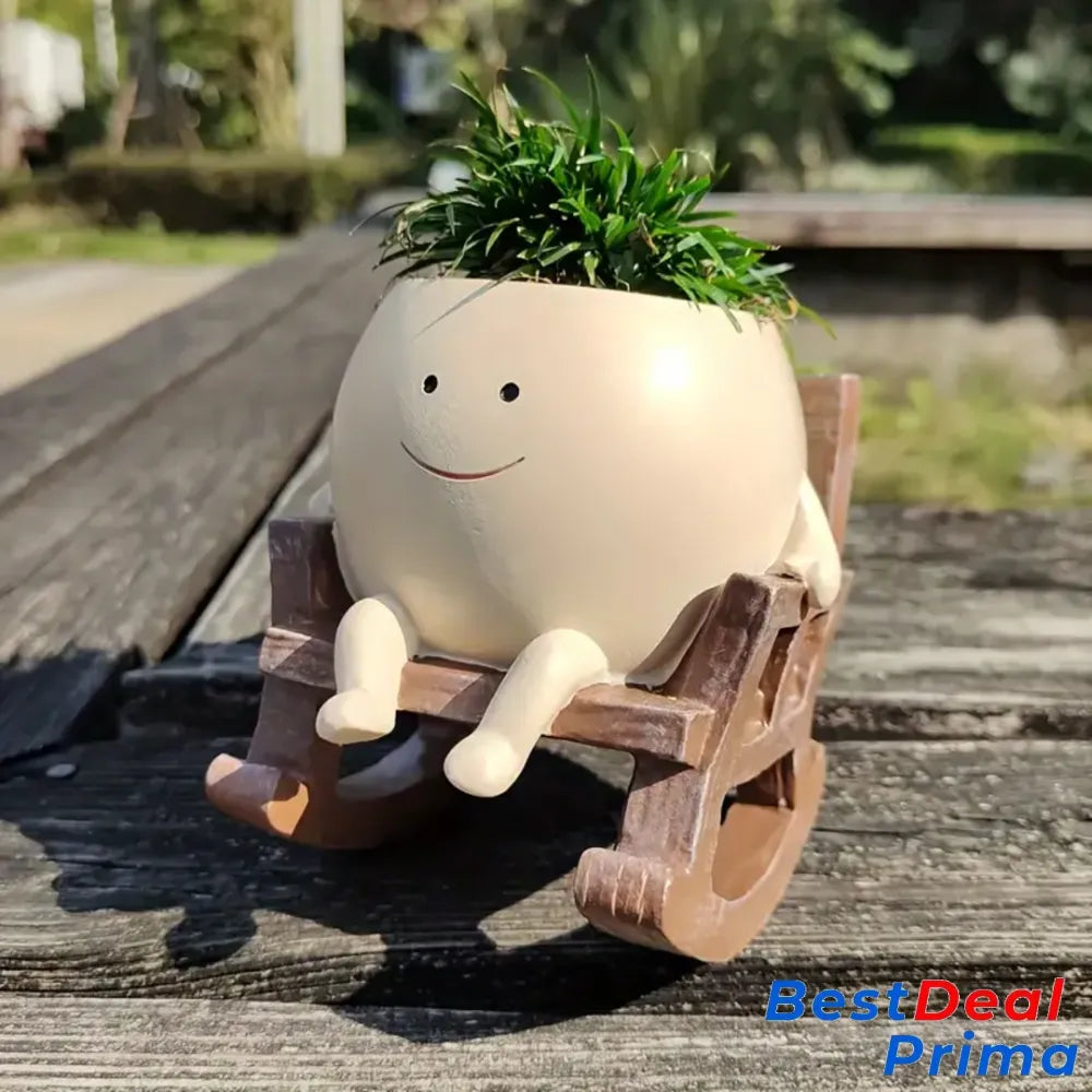 Potelegant Smily Face Planter Pot Rocking Chair