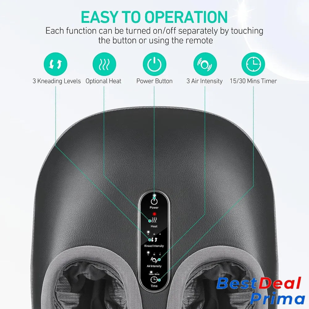 Shiatsu And Kneading Foot Massager With Heat Vibration Air Compression Feeds D