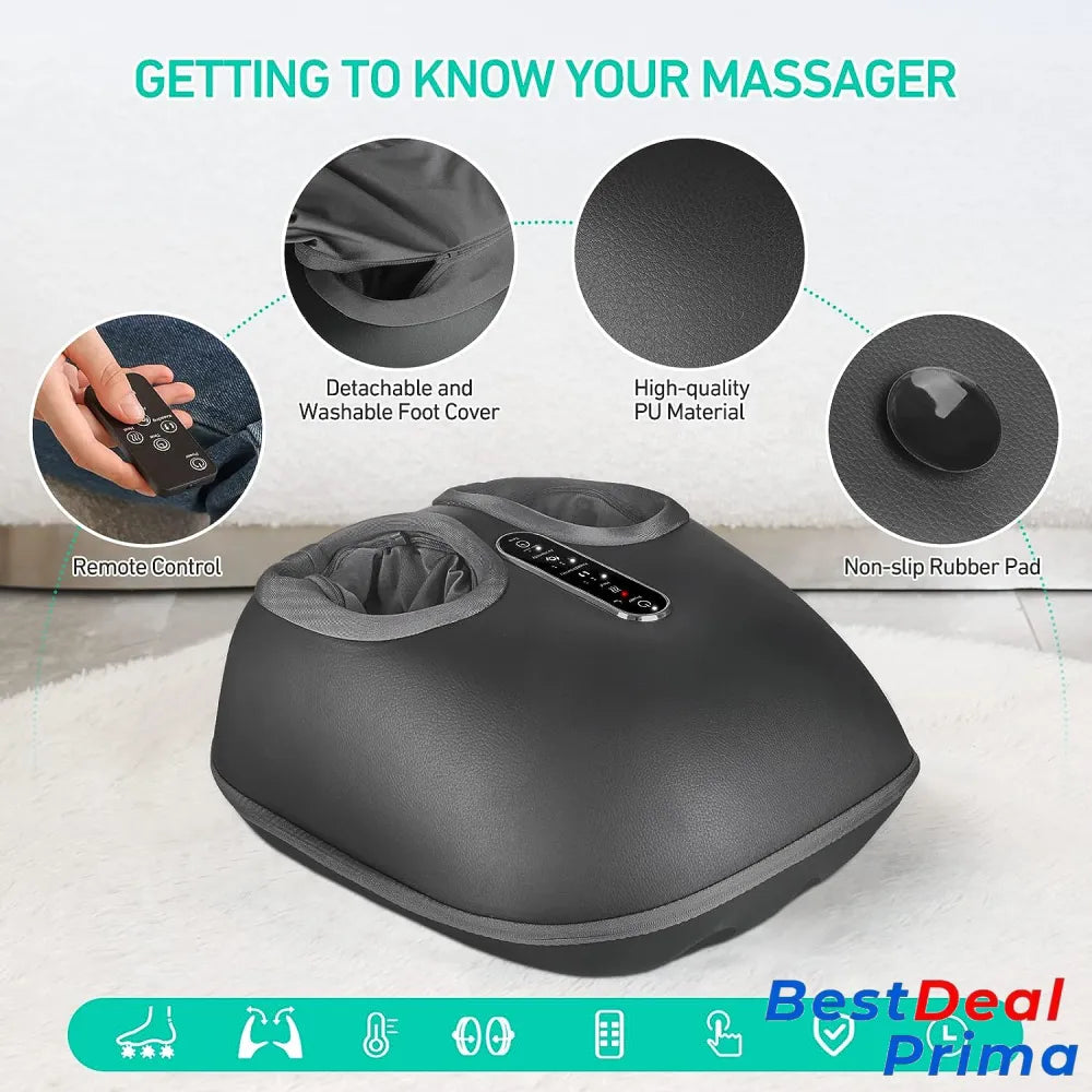 Shiatsu And Kneading Foot Massager With Heat Vibration Air Compression Feeds D