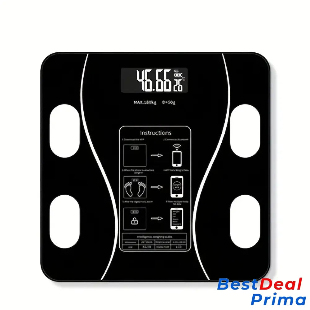 Smart Weight And Fat Scale - Accurately Measure Your Health At Home Black