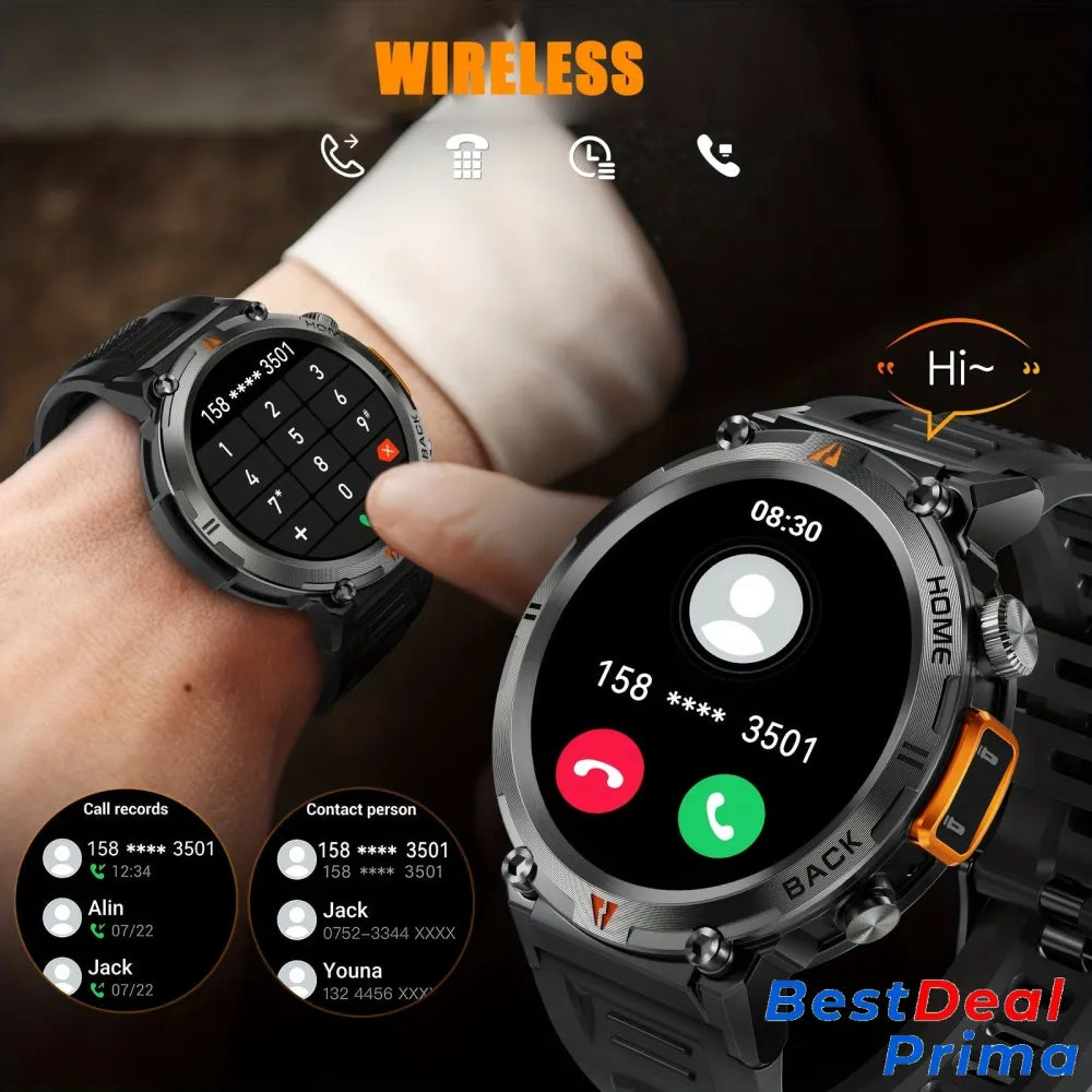 Sports Smart Watch For Men: Led Lighting Answer/Make Calls Outdoor Fitness Tracker Pedometer