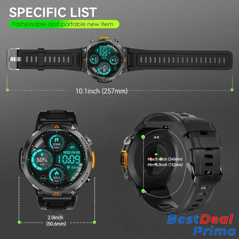 Sports Smart Watch For Men: Led Lighting Answer/Make Calls Outdoor Fitness Tracker Pedometer