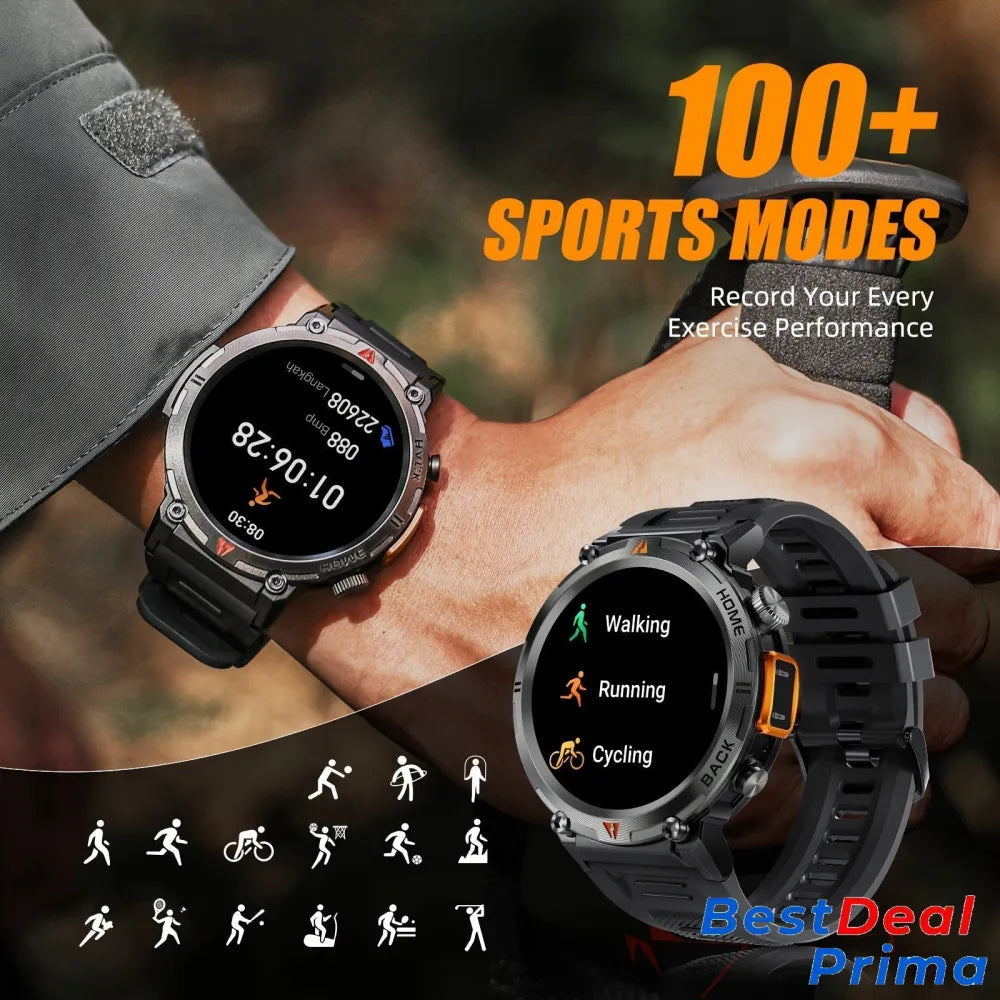 Sports Smart Watch For Men: Led Lighting Answer/Make Calls Outdoor Fitness Tracker Pedometer