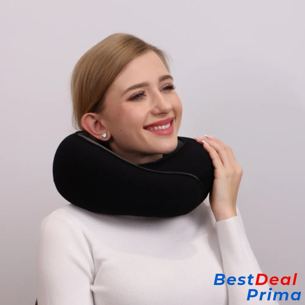 Travel Neck Pillow - Comfortable And Full Support Black / Velcro