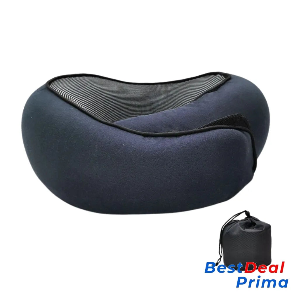 Travel Neck Pillow - Comfortable And Full Support Dark Blue / Velcro