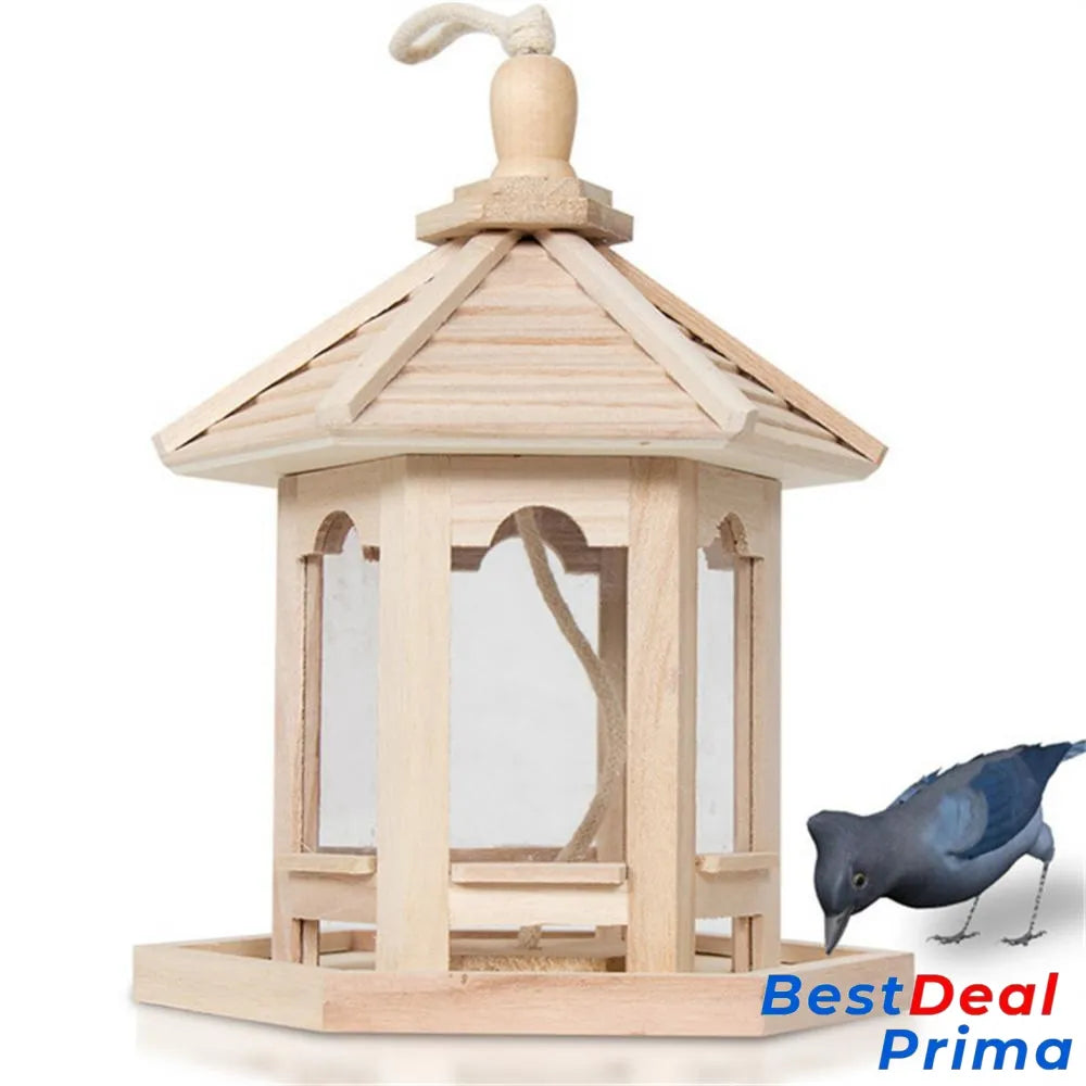 Wooden Transparent Household Bird Feeder