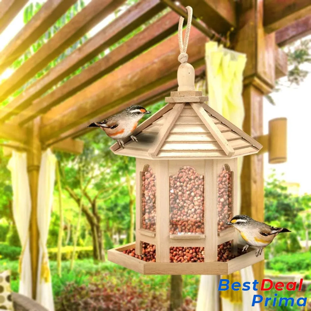 Wooden Transparent Household Bird Feeder