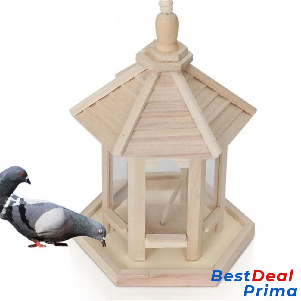 Wooden Transparent Household Bird Feeder